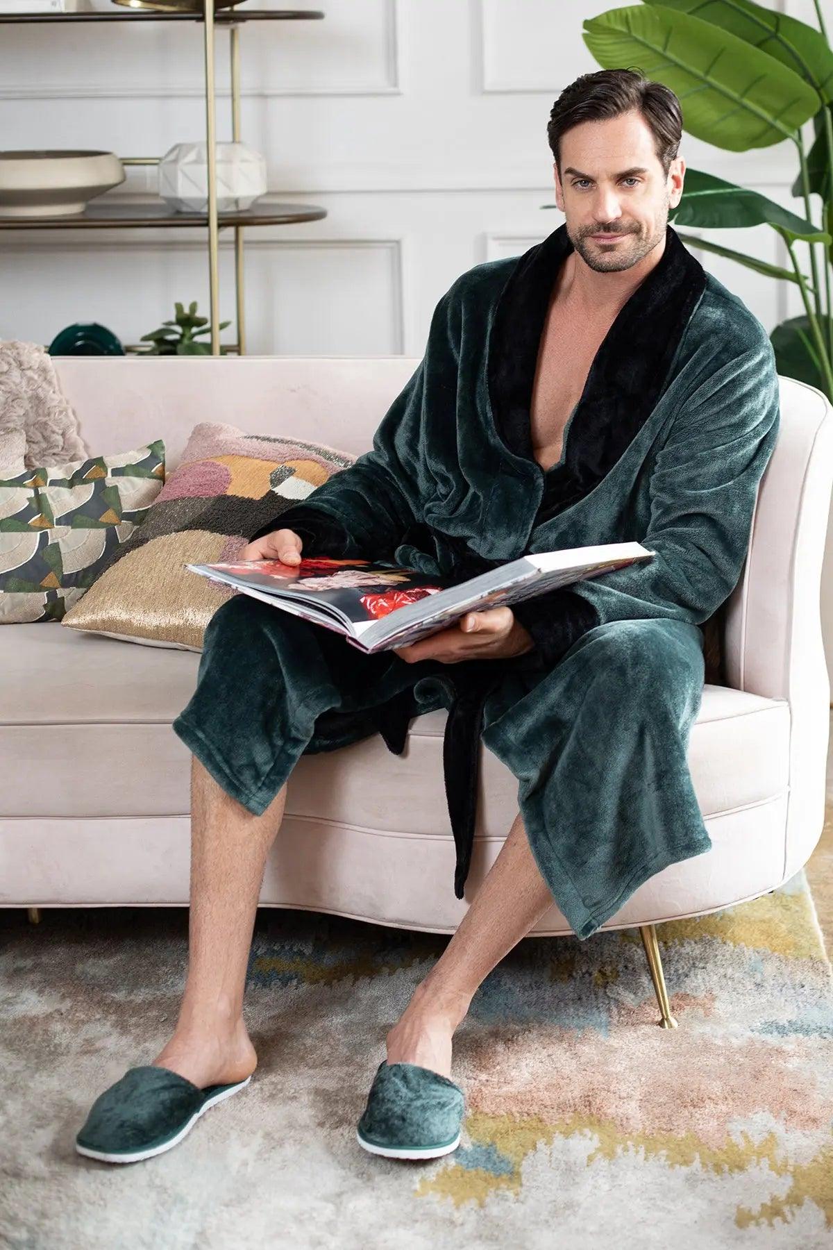 men fleece robe