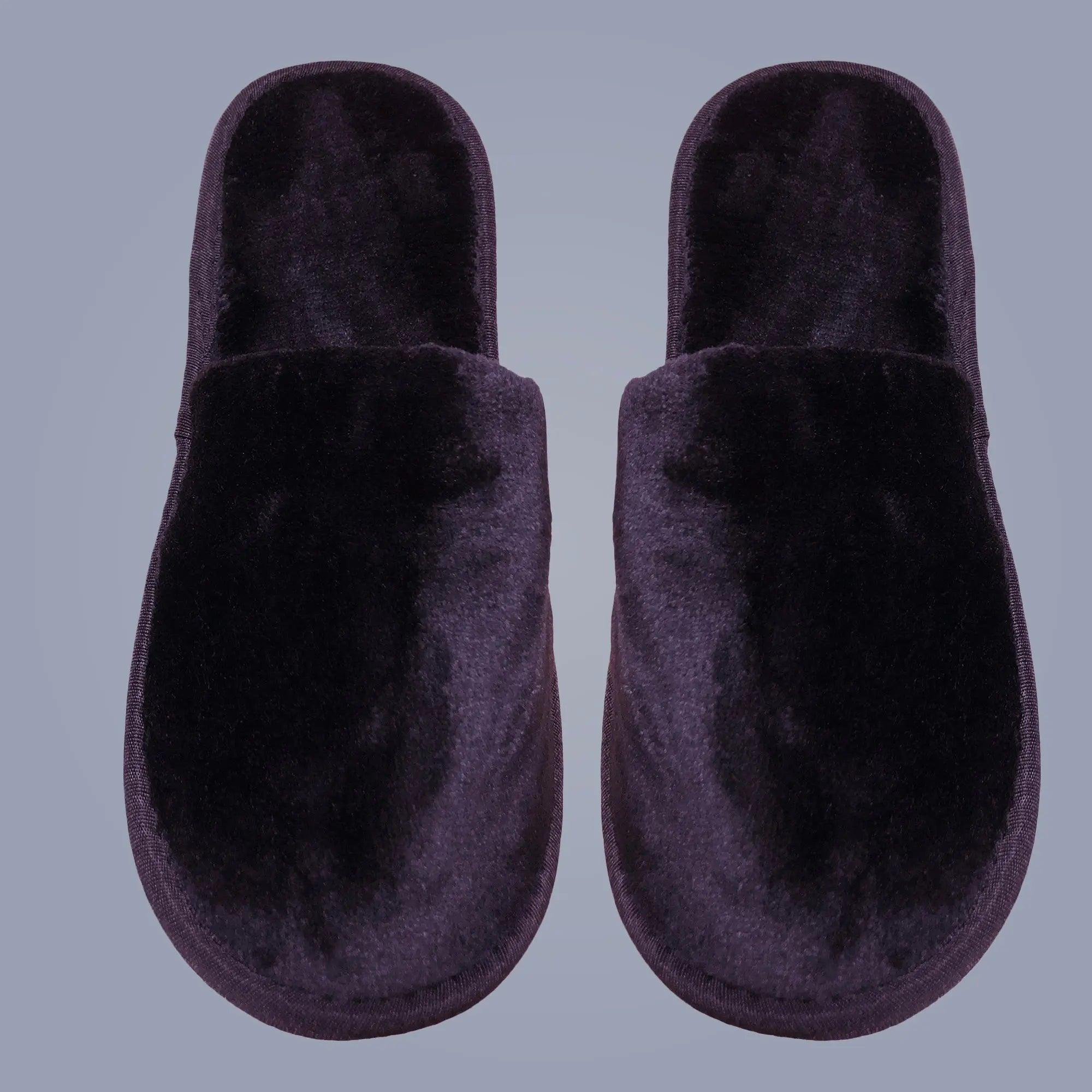 Plush Closed Toe Slippers for Indoor One Size Unisex Black