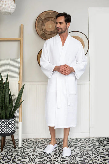 CHGBMOK Clearance Robe for Men Waffle Bathrobe Soft Kimono